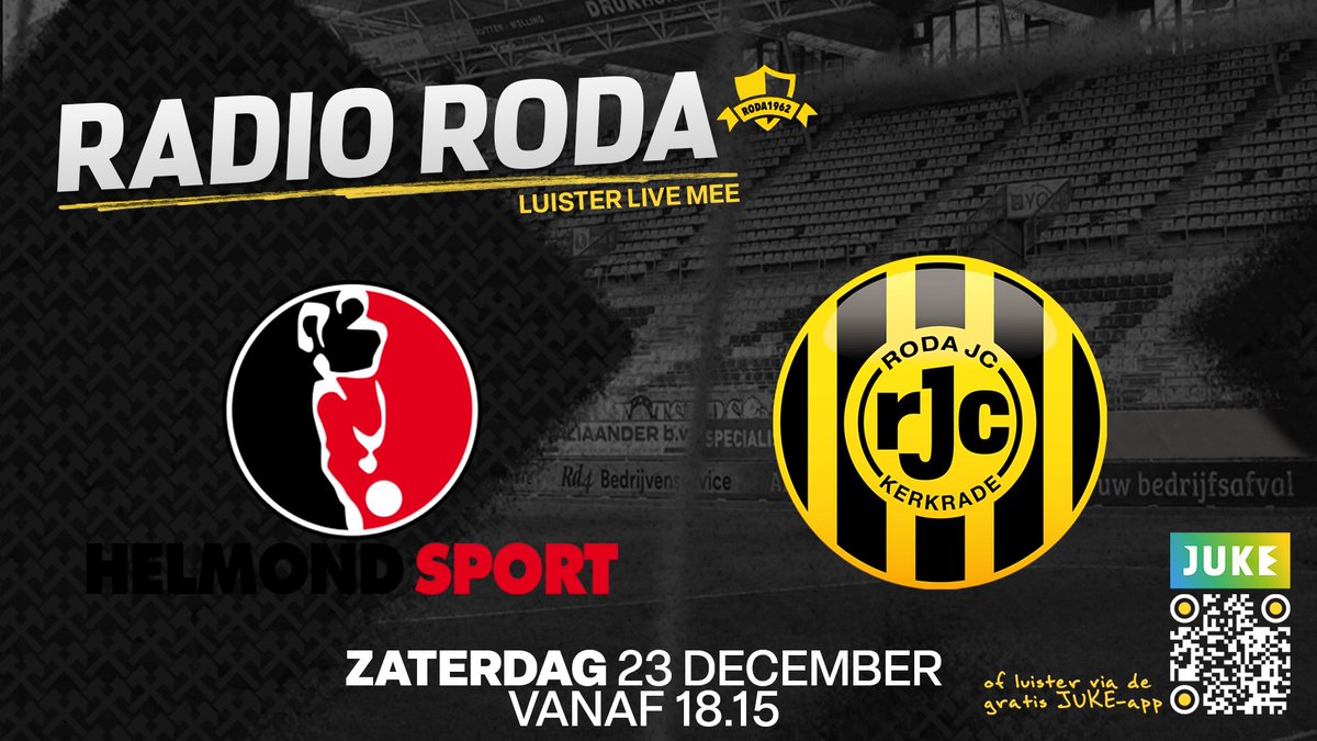 𝑹𝑨𝑫𝑰𝑶 𝑹𝑶𝑫𝑨 🎧

Vanavond niet in de gelegenheid om naar Helmond Sport - Roda JC te gaan? Luister vanaf 18.15 uur live mee met 𝗥𝗮𝗱𝗶𝗼 𝗥𝗼𝗱𝗮 via JUKE! ⤵️

📻 rodajc.nl/radio

🗣 Niek Vossebelt in de voorbeschouwing.

#RodaJC #RadioRoda #KoraalMedia #JUKE