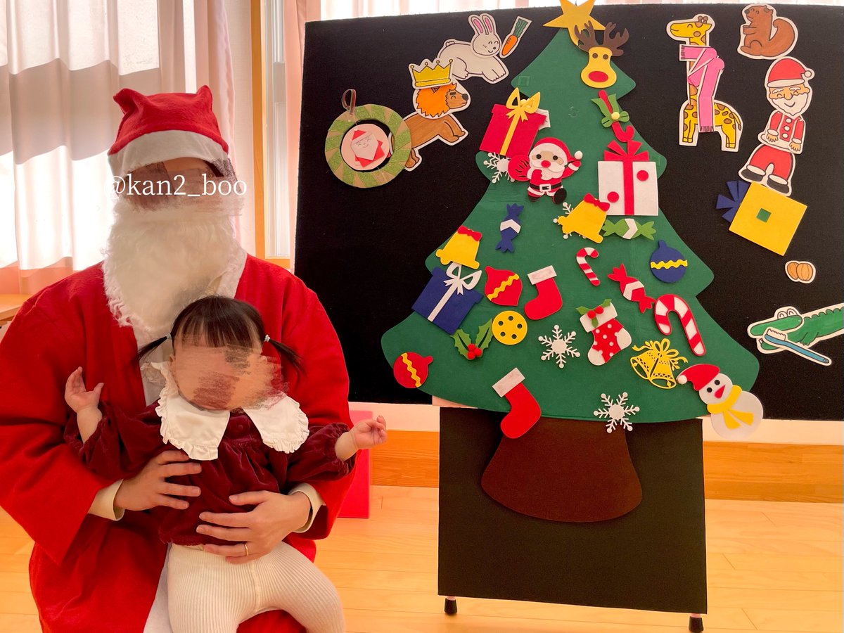 kan2_boo's tweet photo. 支援センターのクリスマス会に参加して、リース作り、プレゼントを貰って、沢山遊んできた〜〜〜🎅🏼🎄

サンタ服はクリスマスの日しか着れないのが勿体なさすぎて、普段も着れそうな、尚且つサンタ感の出る赤色の服を購入して着せた♥️

良い思い出になったであろう……🦌💭 https://t.co/59JnabV3hW
