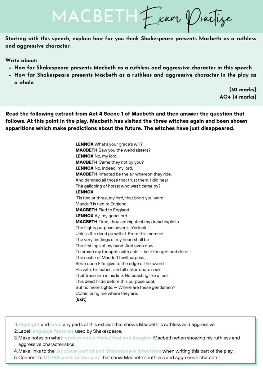 mrs_chudasama's tweet photo. ❣️NEW RESOURCE ALERT❣️

Macbeth #Exam Practice: Ruthless  https://t.co/BBLaND6tEY

Get this 7⃣ page mini-assessment booklet!

🩸 Scaffolded Plan
🩸 PEEZL structure (with sentence starters)
🩸 Warm up activities
🩸Language Analysis 
🩸 Self assessment @AQAEnglish AOs

#TeamEnglish https://t.co/Nc13mBqY3f