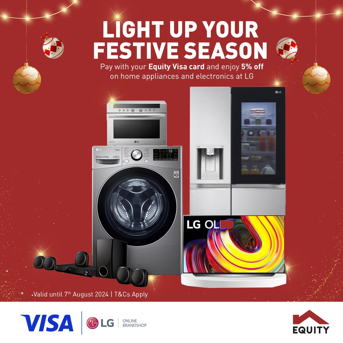 Enjoy great discounts courtesy of your Equity Card. Imagine, using your Equity Visa card, you can enjoy 5% off on home appliances and electronics at LG! Kulipa in Free na Equity Card.

#KulipaNiEquityCard <a href="/KeEquityBank/">Equity Bank Kenya</a>