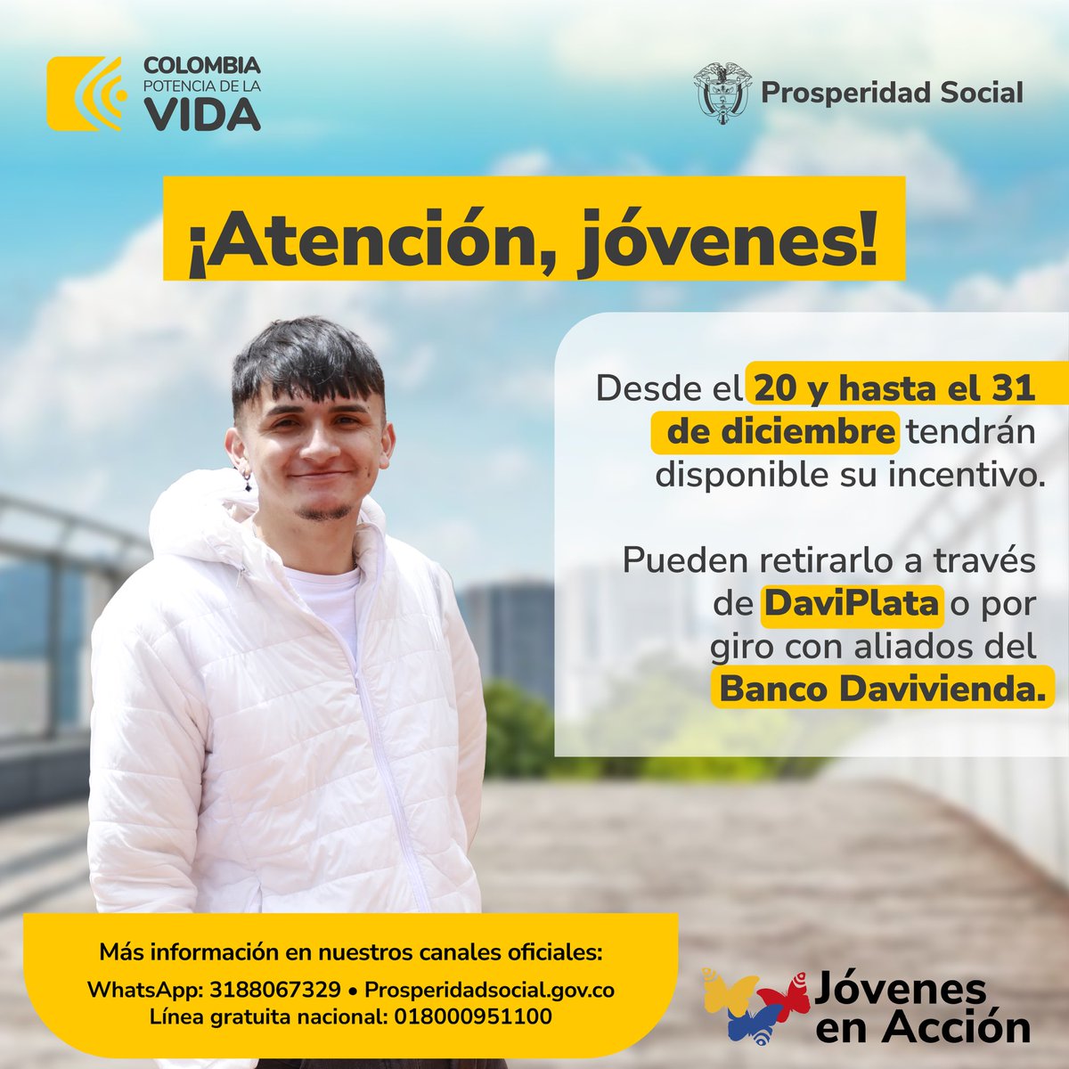 ProsperidadCol's tweet photo. #ModoPagos Iniciamos el sexto ciclo de pagos de 2023 de #JóvenesEnAcción. Los participantes deben estar atentos al mensaje de texto que recibirán en los celulares registrados ante el programa, allí se les notificará lugar y fecha para reclamar los incentivos. https://t.co/FZtqSBH4bD