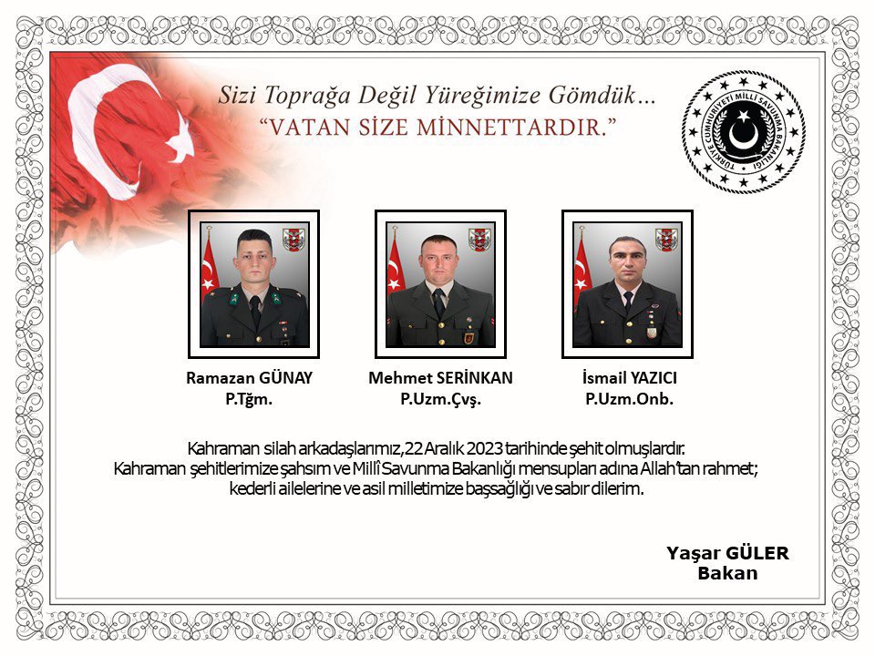 Başın sağ olsun Türkiyem