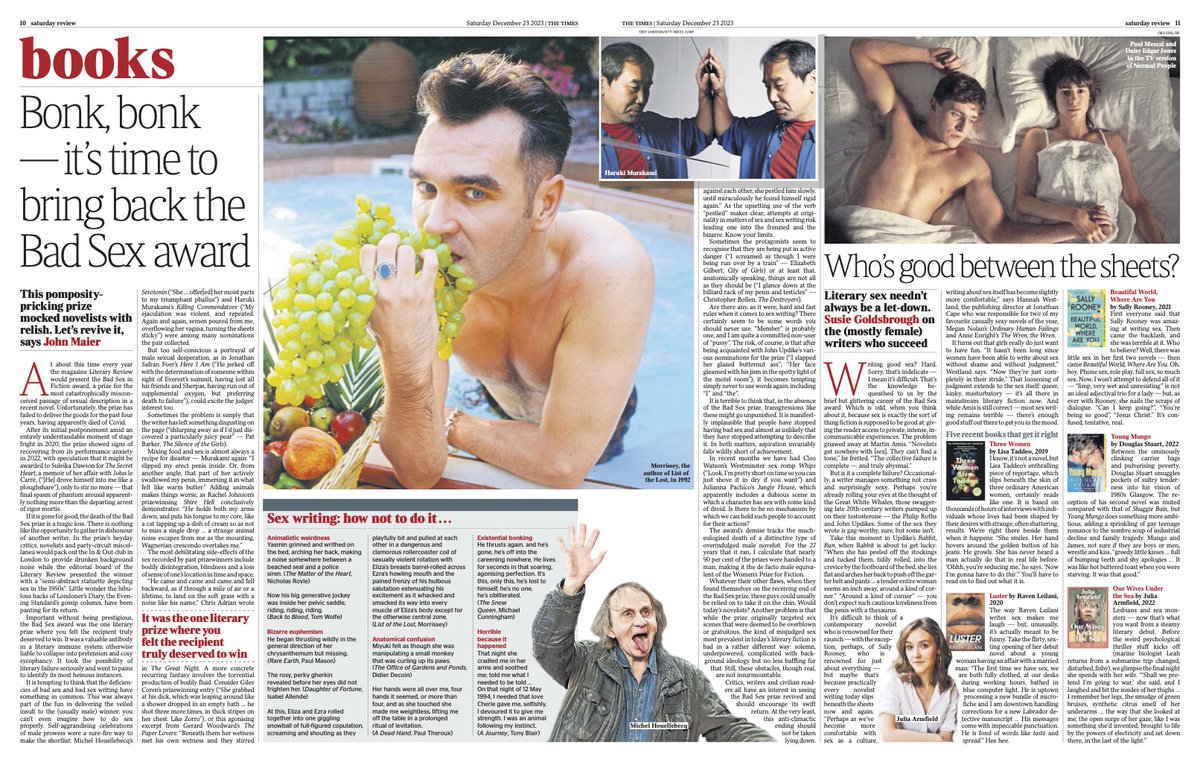 Nothing says Christmas likes a sex spread. @johnmaier_ and I in today's Times, fearlessly striding in the footsteps of @EthanCroft98's campaign to bring back the Back Sex Award