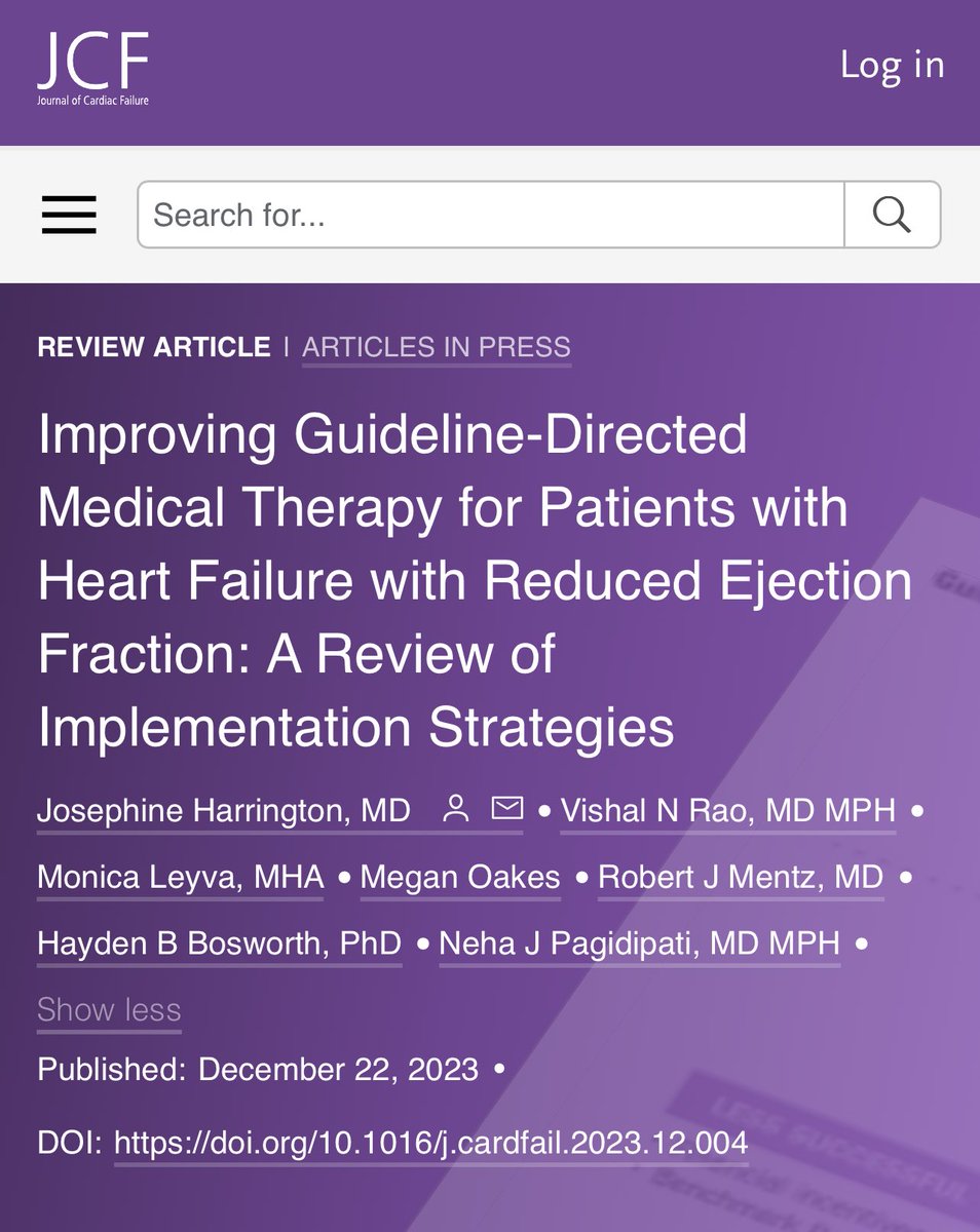 Alexander Hajduczok, MD 🇺🇦🙏 (@ahajduczok) on Twitter photo Another excellent paper by <a href="/JLHarrington_MD/">Josephine Harrington, MD</a> and team in <a href="/JCardFail/">Journal of Cardiac Failure</a> 🔥🔥🔥. Check it out!!
<a href="/VishalNRao/">Vishal Rao</a> <a href="/robmentz/">Robert Mentz, MD</a> Another excellent paper by <a href="/JLHarrington_MD/">Josephine Harrington, MD</a> and team in <a href="/JCardFail/">Journal of Cardiac Failure</a> 🔥🔥🔥. Check it out!!
<a href="/VishalNRao/">Vishal Rao</a> <a href="/robmentz/">Robert Mentz, MD</a>