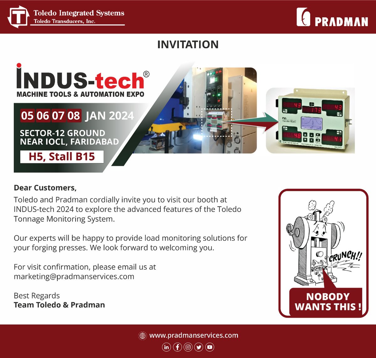 Pradmangroup's tweet image. Visit us at Industech Expo in Faridabad from January 5-8, 2024

#exhibition #industech #machinetools #forging #mechanical #presses