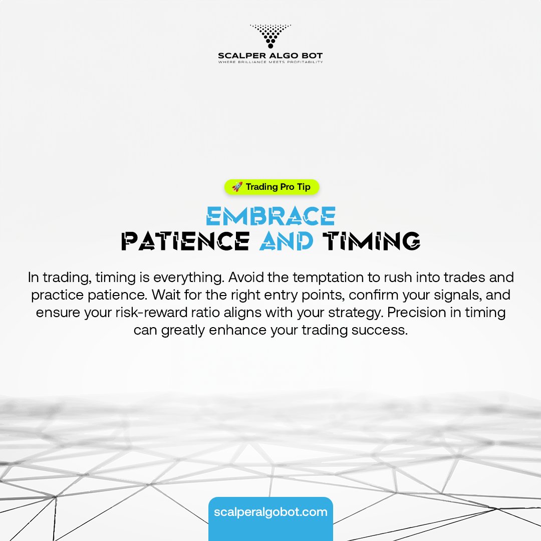 ScalperAlgoBot's tweet image. ⏰ Timing is EVERYTHING in trading!
Don't let impatience lead you astray. Wait for those perfect entry points, confirm your signals, and make sure your risk-reward ratio is spot on. 👌
Precision pays off big time in the trading game! 📈
#scalperalgobot #robottrading #robotech
