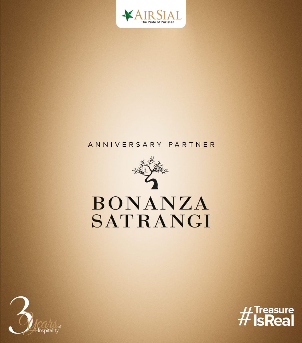 airsial's tweet photo. Shout out to Bonanza Satrangi for being our Anniversary Partner!
#AirSial - The Pride of #Pakistan #PakistansMostHospitableAirline #3YearsofHospitality #treasureisreal https://t.co/epF6ZMAGzI