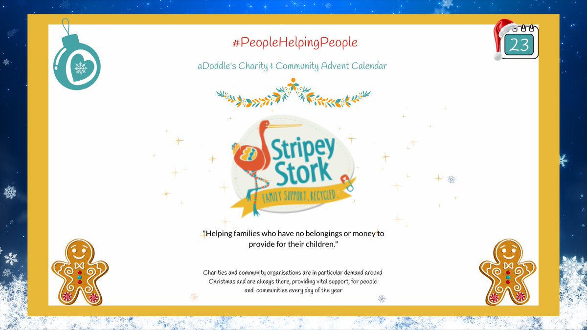 aDoddle_UK's tweet photo. Day 23 of our #FPOW #ChristmasAdvent is @StripeyStork, who support families in #EastSurrey who are experiencing hardship. They work in partnership with support services & collect donations of baby equipment, clothes, toys & other baby essentials.
See: https://t.co/UJZV6oG41E https://t.co/hHChcCgqmV