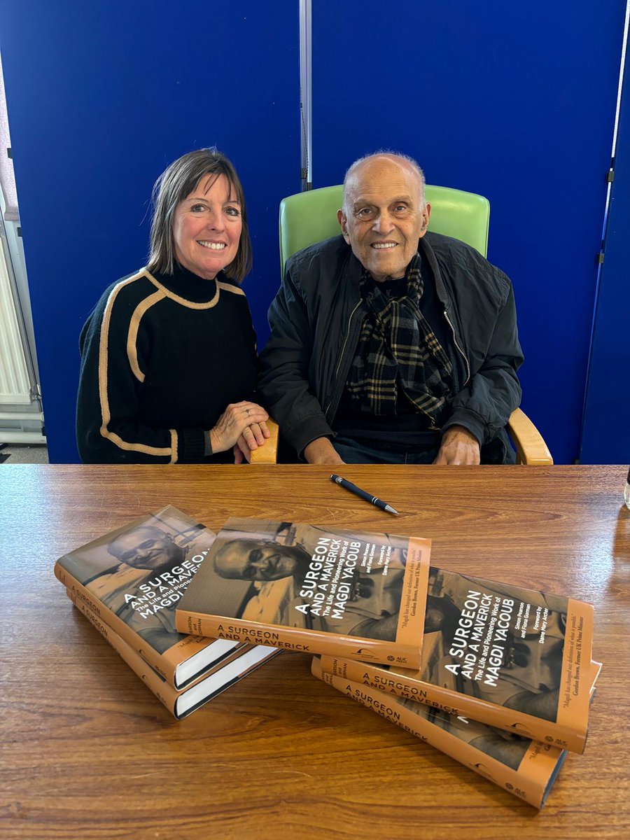 It was a pleasure to support Professor Sir Magdi Yacoub during a book signing at Harefield Hospital yesterday. He was signing copies of the biography A SURGEON AND A MAVERICK, which tells the incredible life story of this legendary cardiac surgeon. chilternbookshops.co.uk/product/a-surg…