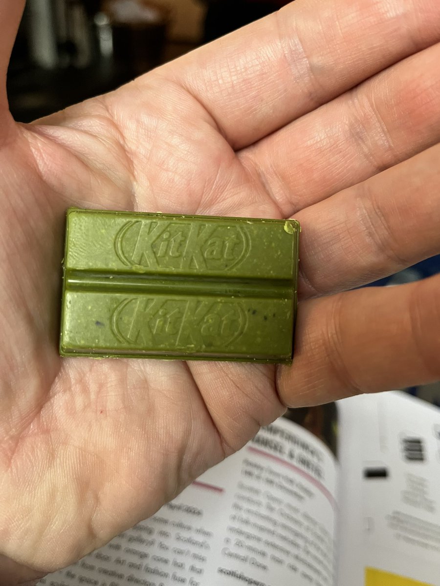 All the way from Japan, a wee cute green tea Kit-Kat. Thank you @VPointTheatreCo