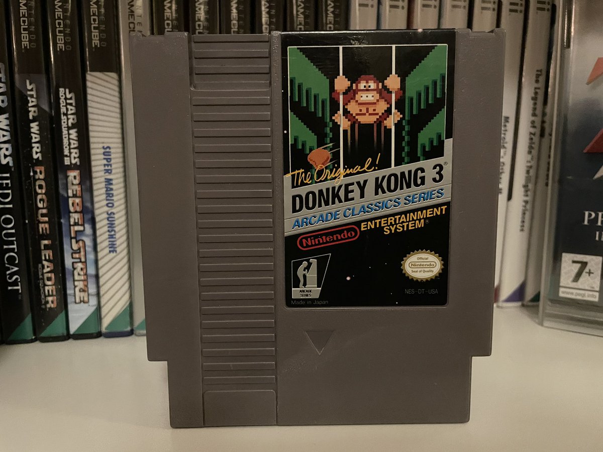 Retro_sheriffen's tweet photo. Hi everyone. I collect video game.
Here we have #donkeykong3 
One is for the us market and the other for the european market.
It is a shooter video game developed and published by Nintendo (nes) in 1986.
#nes #nintendo #donkeykong #retrogaming #collector #mario https://t.co/IuyCzmD8eP
