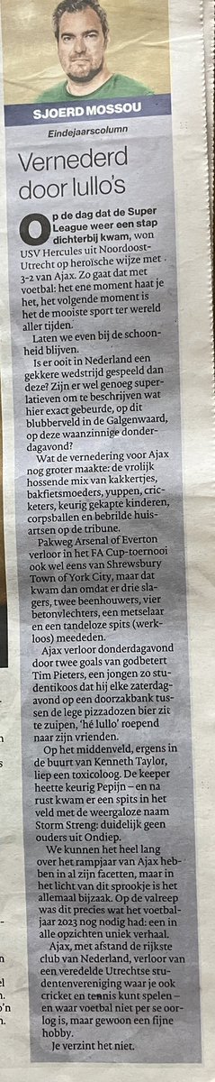 RypkeBakker's tweet photo. Tranen in mijn ogen van het lachen. Heerlijke column van @sjoerdmossou. https://t.co/vx0OX1b5WG
