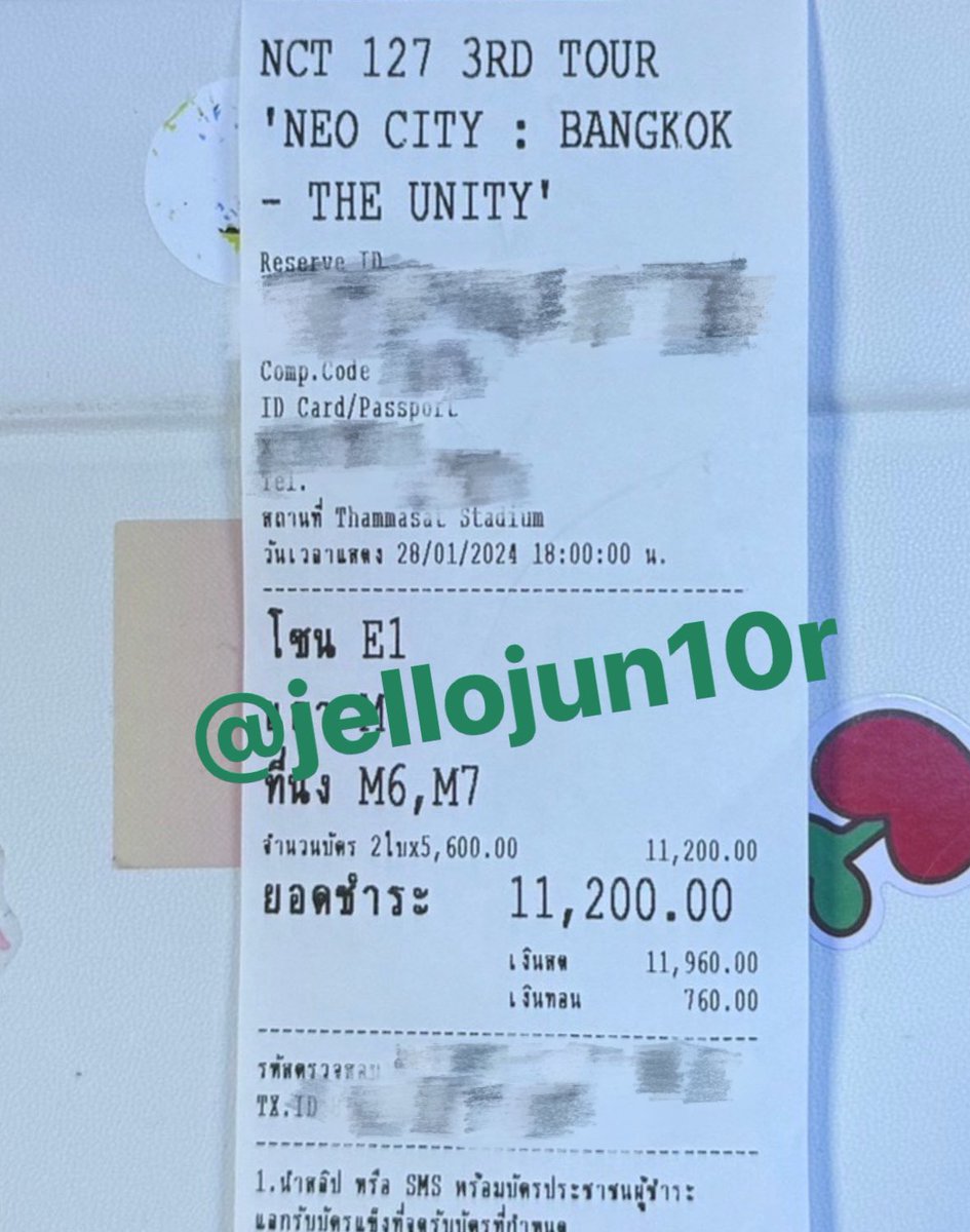 jellojun10r's tweet photo. 📍ปล่อยบัตร 5600 จำนวน 2 ใบ

⟢ รอบแสดง วันอาทิตย์ที่ 28 มกราคม 2024 เวลา 18.00 น.
⟢ โซน E1 แถว M ที่นั่ง M6,M7
⟢ นัดรับจ่ายสดค่ะ

🌟เนื่องจากเรากดบัตรโซนที่ต้องการได้แล้วค่ะㅠㅠ

 #NCT127_NEOCITY_THE_UNITYinBKK https://t.co/178DQiy3hw