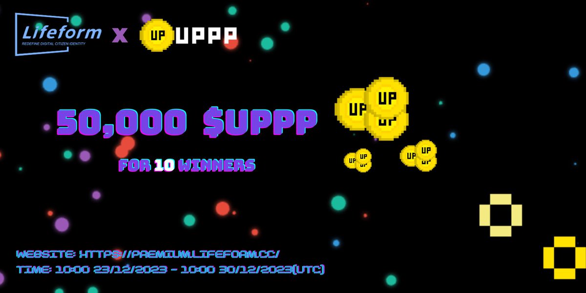 Lifeformcc's tweet photo. The $UPPP Airdrop event is now live on #LifeformPremium! Enjoy the perks of 50,000 $UPPP tokens up for grabs, with 10 lucky winners to be drawn. Calling all Lifeform DID holders, simply click to verify and participate. Don't miss out—click https://t.co/xxbgiqFM5N to join now! https://t.co/zmEmI9zMqj