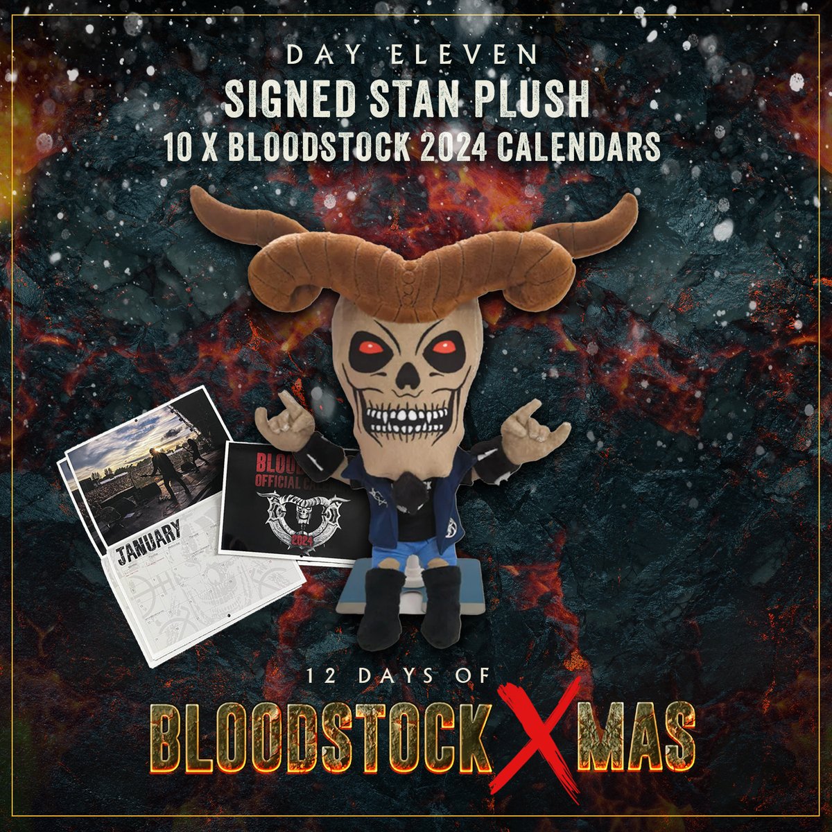 🎅ON THE ELEVENTH DAY OF CHRISTMAS BLOODSTOCK GAVE TO ME 🎁... A signed S'TAN plushy! Retweet us with your FAVORITE Bloodstock memory to win & ten runners-up will be picked to win an official Bloodstock 2024 calendar! *Competition ends at midnight, open to UK residents only