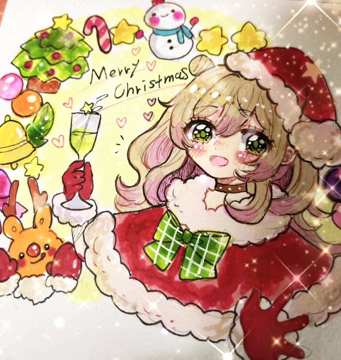 「メリークリスマス落書き!!#クリスマスイラスト 」|🐰ももうさぎ🐰💗水彩とコピック💗のイラスト