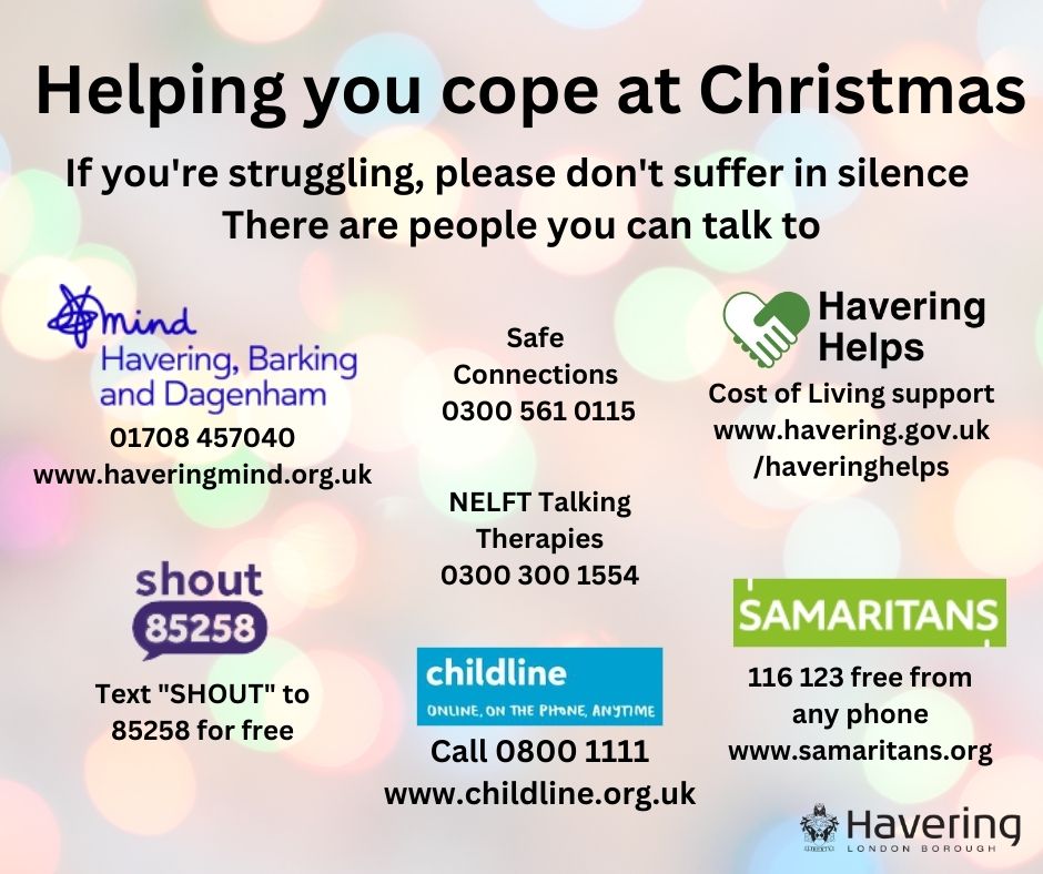 LBofHavering's tweet image. We understand the holidays can be a tough time for many, but it's important to know that there are people you can talk to.

Please don't suffer in silence.