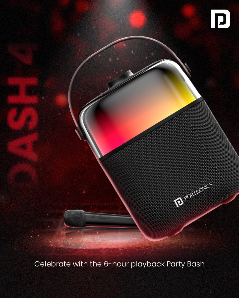 Portronics's tweet photo. Keep the party vibes alive and kicking with an amazing #Dash4๐๐๐ถโจ
- 6 hours of playtime
- 360ยฐ dynamic RGB lights
- Wireless karaoke mic with 2 modes
- 50W HD clarity speaker
Visit https://t.co/iDQLBO6SIs and buy now!
#Speaker #Portronics #PortronicsIndia https://t.co/3OyuyYSYXb