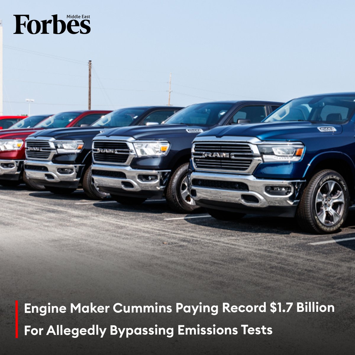 #CumminsInc. will pay a whopping $1.67 billion fine to settle claims it violated the #CleanAirAct by using devices that bypass #Emissions sensors on hundreds of thousands of pickup truck engines.

#Forbes

For more details: 🔗 on.forbesmiddleeast.com/8badd1