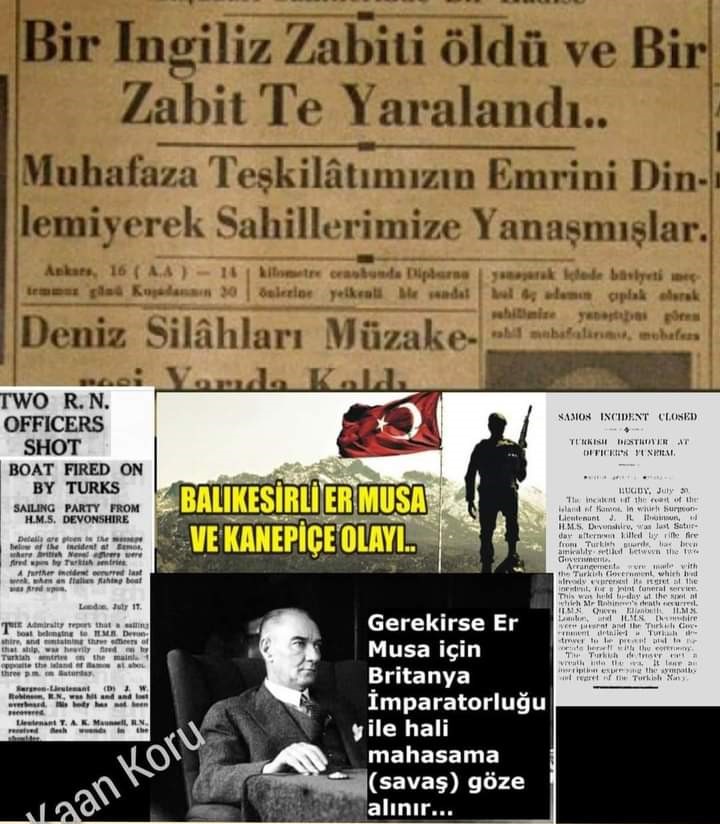Atatürk Türkiyesi, İngiliz ajanlarını astığı gibi Balıkesirli Er Musa için İngilizlerle savaşı dahi göze almıştı! 'Şeyh Sait İngiliz ajanı olsaydı ona kimse dokunamazdı' diyor bazı çapsızlar. Zira onlar İngilizleri Tanrı gibi görüyor. Atatürk Türkiye'si bırakın İngiliz ajanını…
