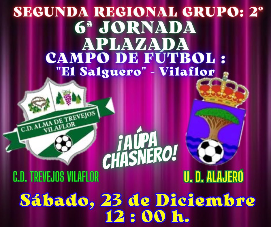 CdTrevejos's tweet photo. 🟢𝐌𝐀𝐓𝐂𝐇 𝐃𝐀𝐘🟢

🏆 Jornada 5- Segunda Regional G2
🆚 UD. Alajero
⌚️ 12:00h
🏟️ El Salguero

#ApartamentosVirginia
#ElLagardeChasna  #Galigourmetten https://t.co/lem4v1EEZ7