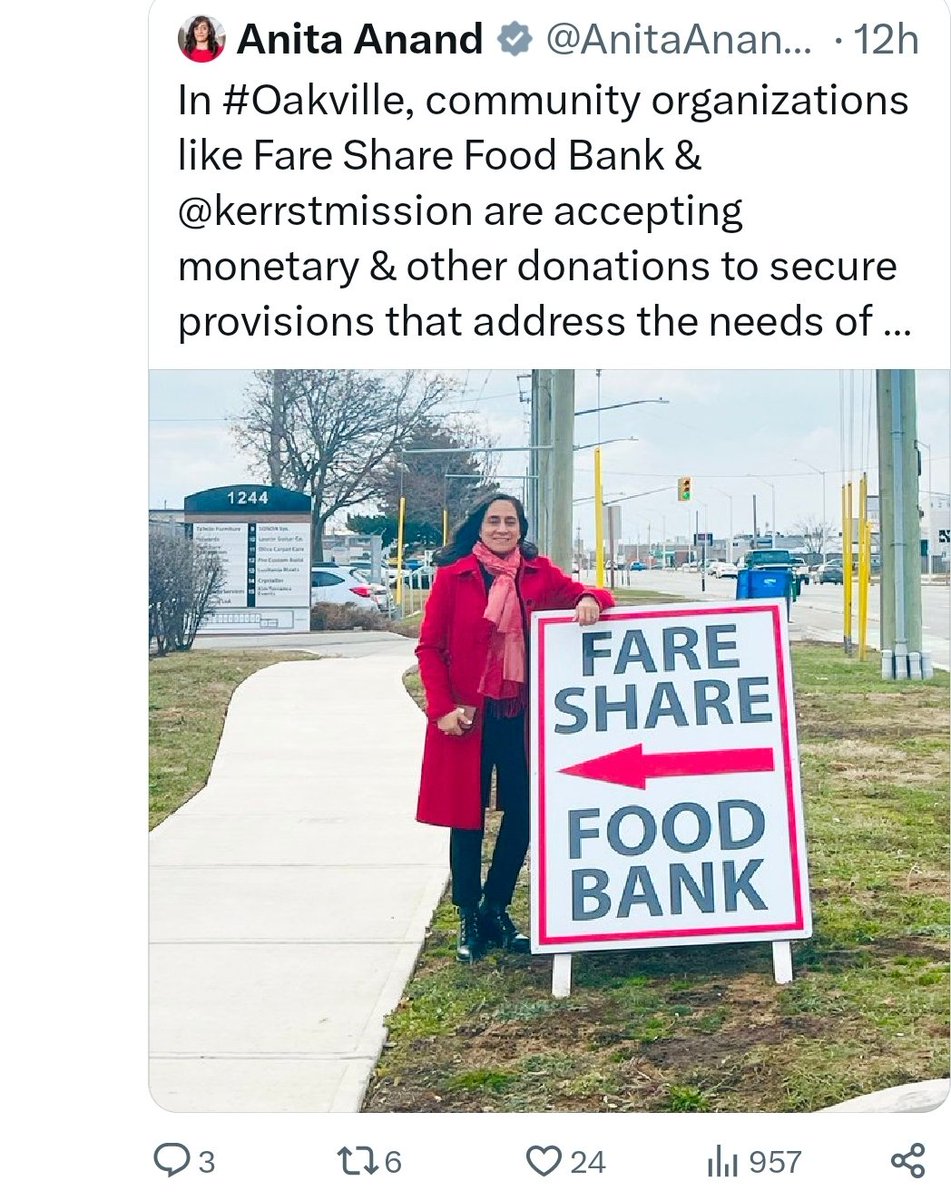 #cdnpoli
#AnitaAnand
After 8 years governing #Canada, a #LibsGovt minister is proud of existing & growing food banks ... 
Interestingly, after being criticized on X, the honorable minister deleted her post.
Reminder to the minister:screenshots are forever !