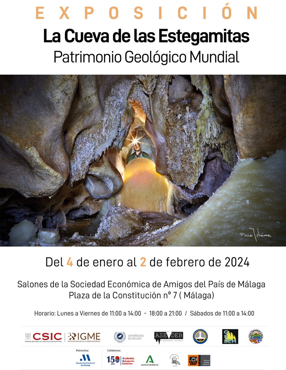El año 2024 comenzará en Málaga con una magnífica exposición sobre la Cueva de las Estegamitas, impulsada por numerosas instituciones y colectivos. El dia 4 de enero se inaugura en la Sociedad Económica de Amigos del País, en Málaga.