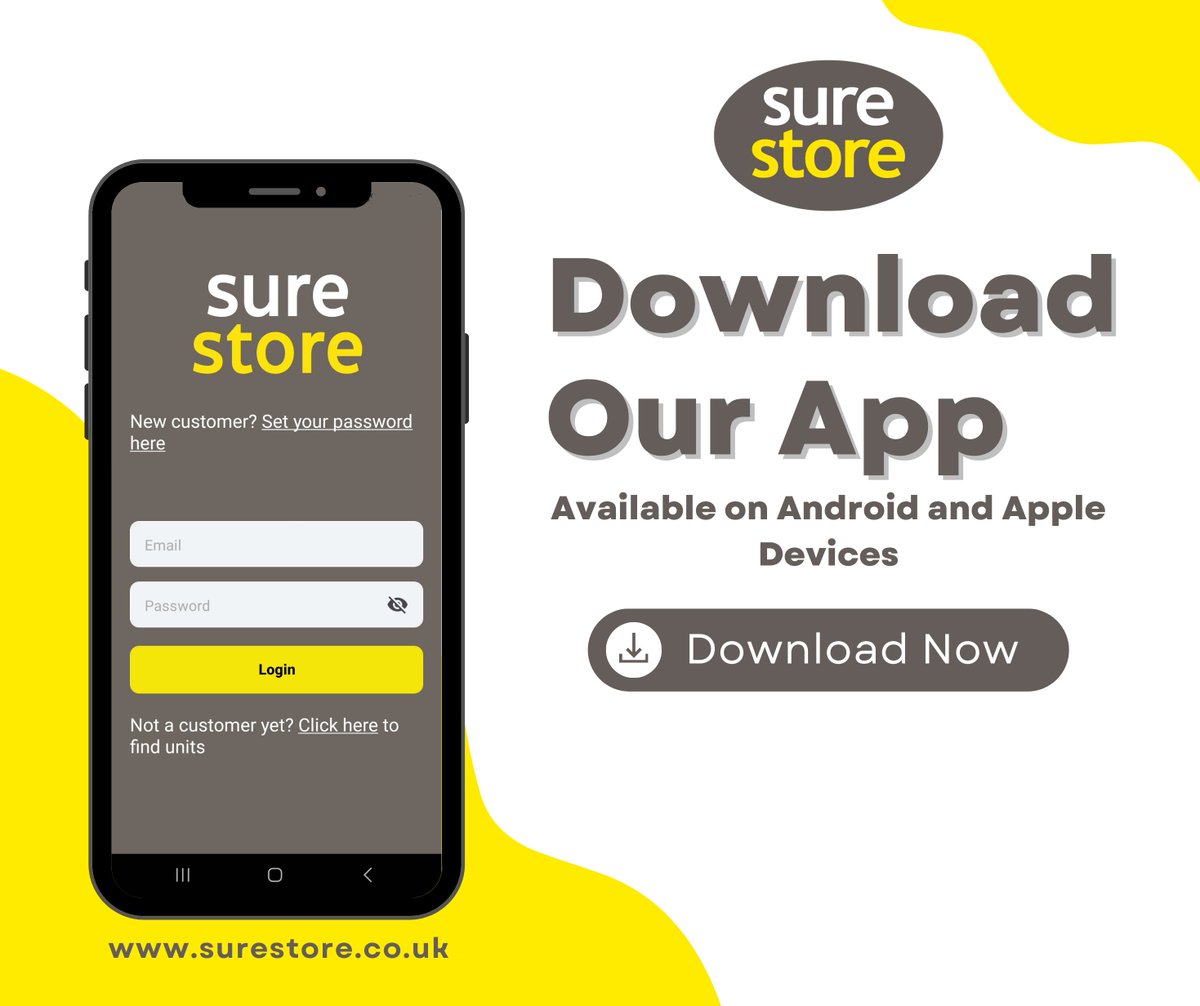 Have you downloaded our app yet? Storage has just got exciting!🤩
Our new SureStore App allows you to access your storage units, view receipts and invoices, make payments, and much more!📦🚚

Download it today by clicking below!
play.google.com/store/apps/det…  
apps.apple.com/gb/app/suresto…