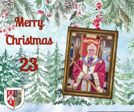 A merry Christmas to you all from our Grand Superintendent, John Phenix. John is Head of Royal Arch Freemasonry in Worcestershire, &amp; will retire from office on 19th April 24. We hope you have an enjoyable Xmas break, John, &amp; look forward to seeing you in our Chapters in 2024.