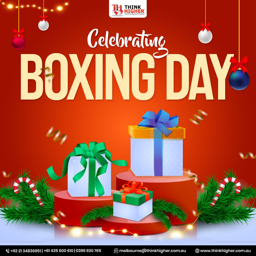 Celebrating Boxing Day: Where leftover holiday magic meets cozy moments and cherished memories. May your Boxing Day be wrapped in happiness, tied with laughter, and sealed with love. #boxingday #holidayseason #christmas #christmasgifts #education #migration #australia #think
