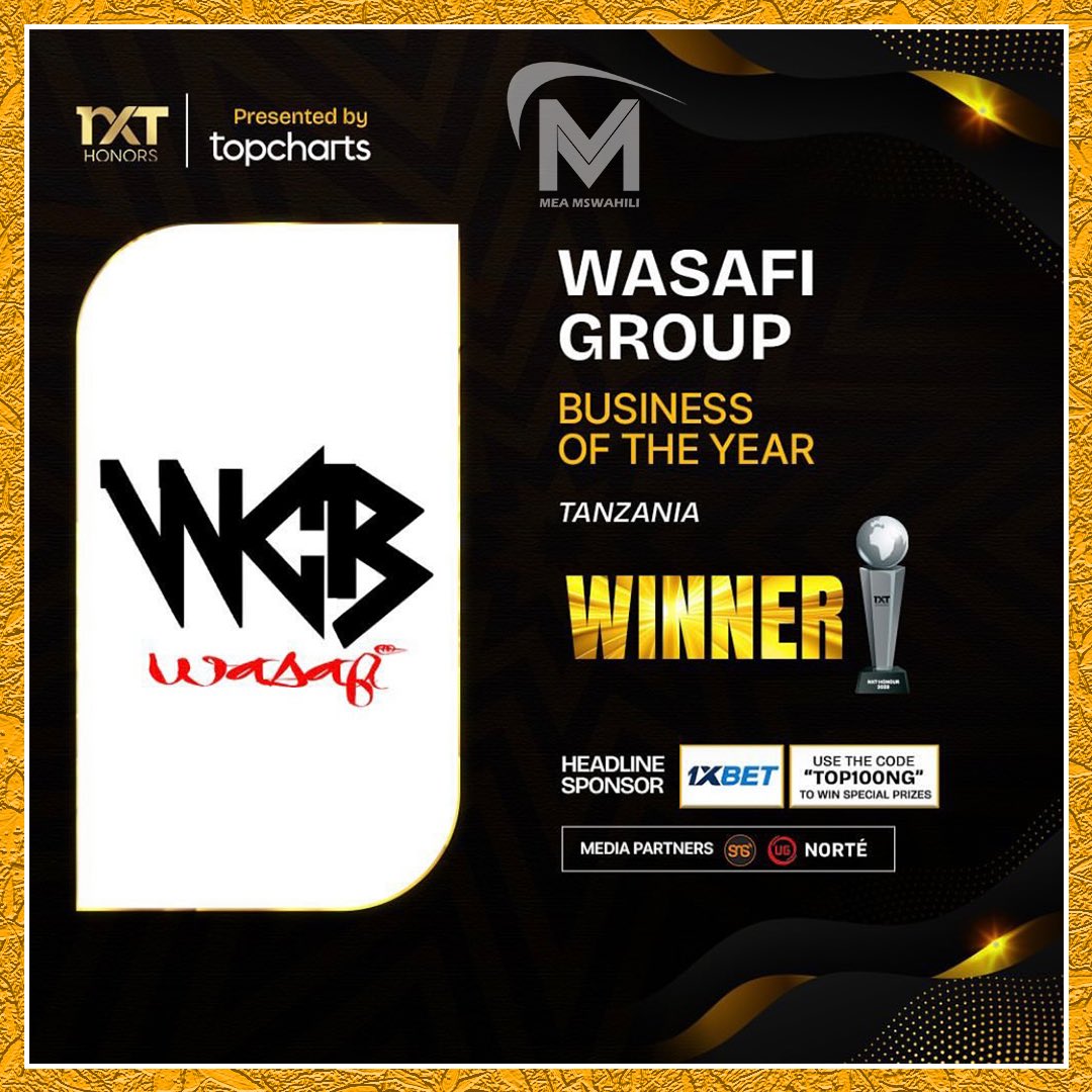 𝐁𝐔𝐒𝐈𝐍𝐄𝐒𝐒 𝐎𝐅 𝐓𝐇𝐄 𝐘𝐄𝐀𝐑

𝐖𝐈𝐍𝐍𝐄𝐑 — Wasafi Group (@Wcbwasafi_ )