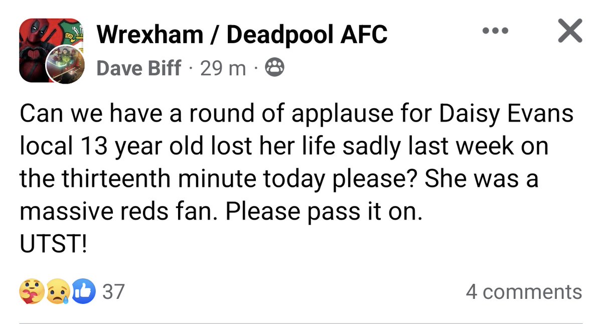 Very sad 💔 I'm sure we can get his going today for Daisy Evans #wxmafc