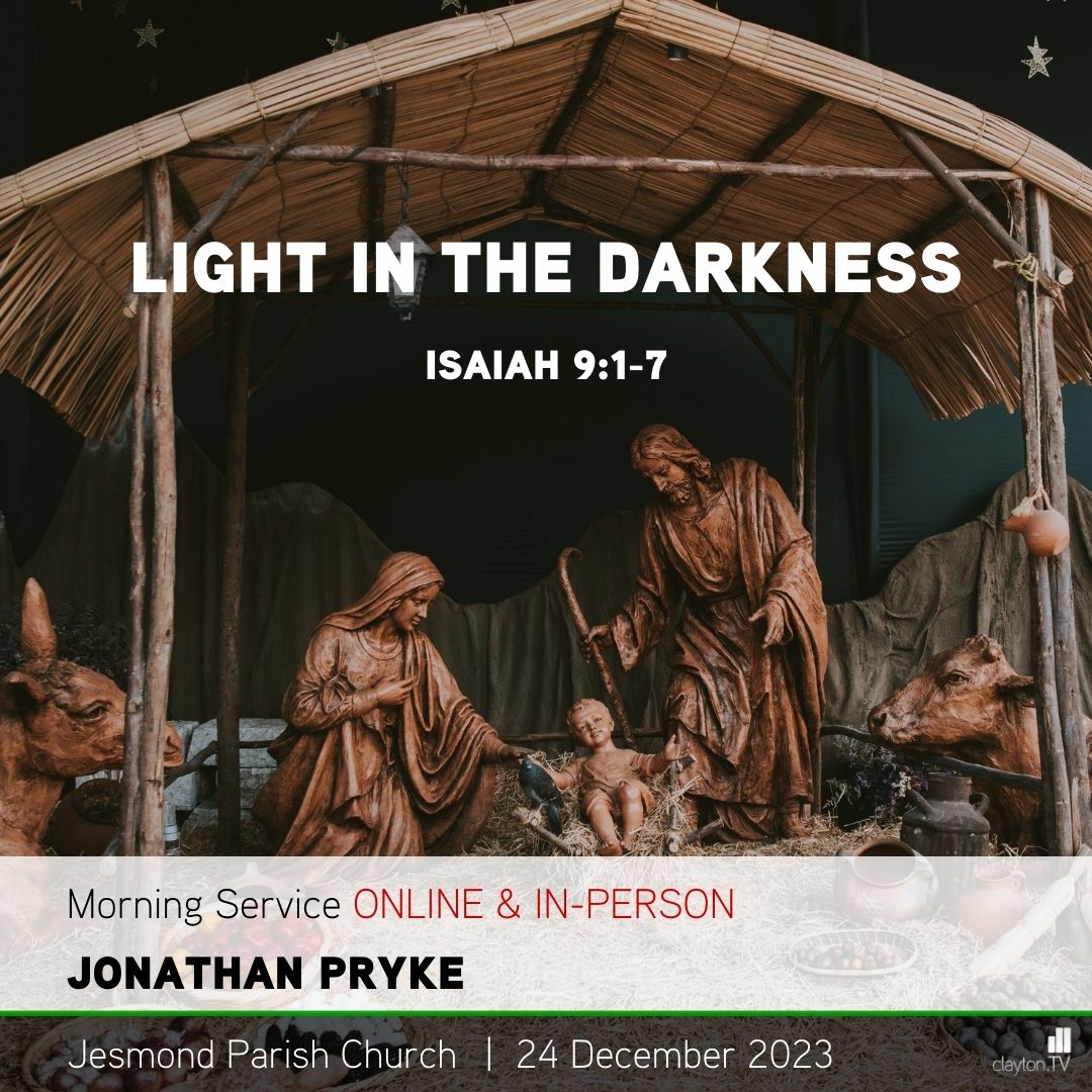 This time tomorrow, Jonathan Pryke will be preaching from Isaiah 9:1-7!

It's easy to let passages we've heard a lot wash over us, so today we're taking a closer look at Isaiah 9:1-7, a passage we hear so often at Christmas.

Watch the live stream here: clayton.tv/new/0i0/10324/