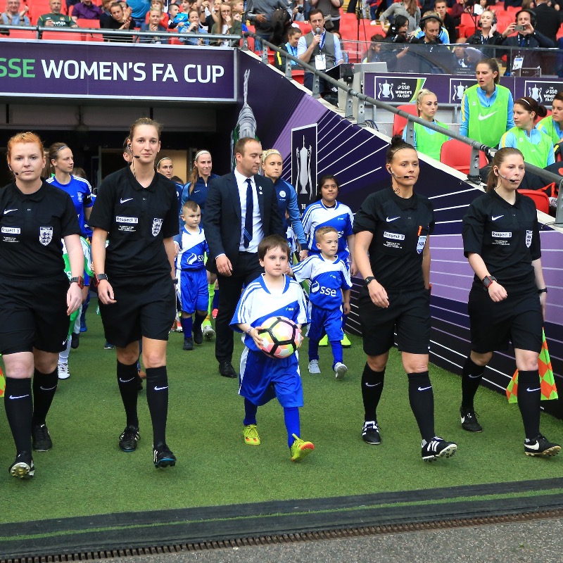 FA's tweet photo. Rebecca Welch will make history today - becoming the first woman to referee a @premierleague game 👏👏

@BarclaysWSL ➡️ @AdobeWFACup ➡️ @EFL ➡️ @EmiratesFACup ➡️ #WEURO2022 ➡️ #FIFAWWC ➡️ @premierleague. 

Read all about history-making referee Rebecca and her journey 👇