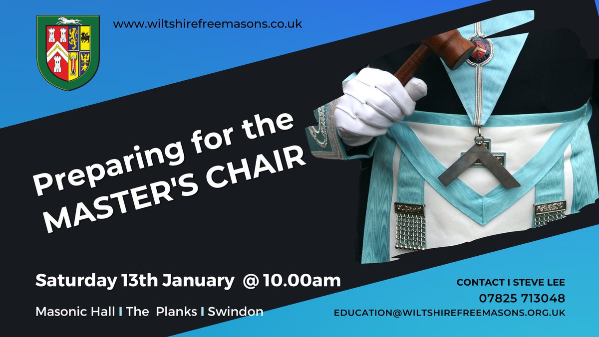 If you receive a new diary as one of your Christmas presents (assuming you get more than one) please remember to book Saturday 13th January to attend 'Preparing for the MASTER'S CHAIR.  Book online tinyurl.com/35fd6jxb <a href="/pgm_pglwilts/">ProvGMWiltshire</a> <a href="/HCP8204/">Harry C Preater 8204</a>