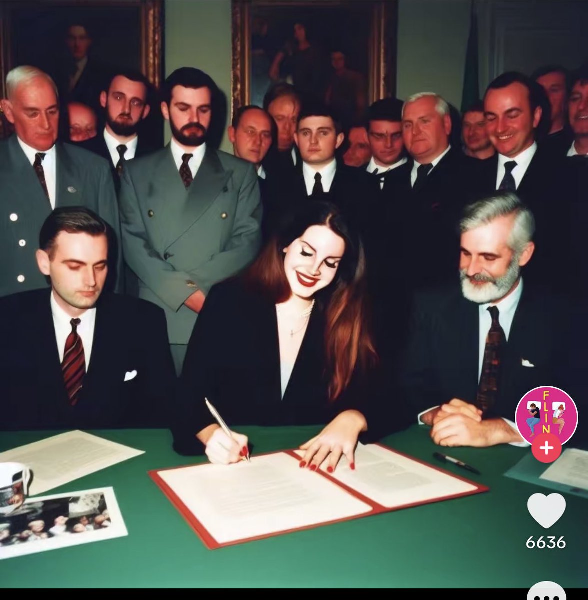 rosielanners's tweet photo. I ❤️ AI lana del rey signing the Good Friday agreement https://t.co/G5iLEOSF9u