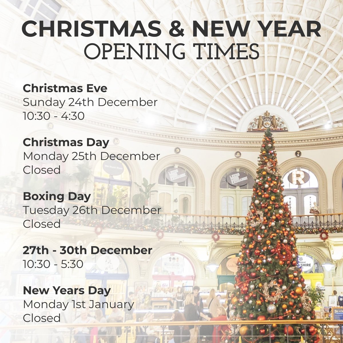 🎄🎁 Still got some last minute #Christmasshopping to do? If you need us over the #festive period here are our #opening times…