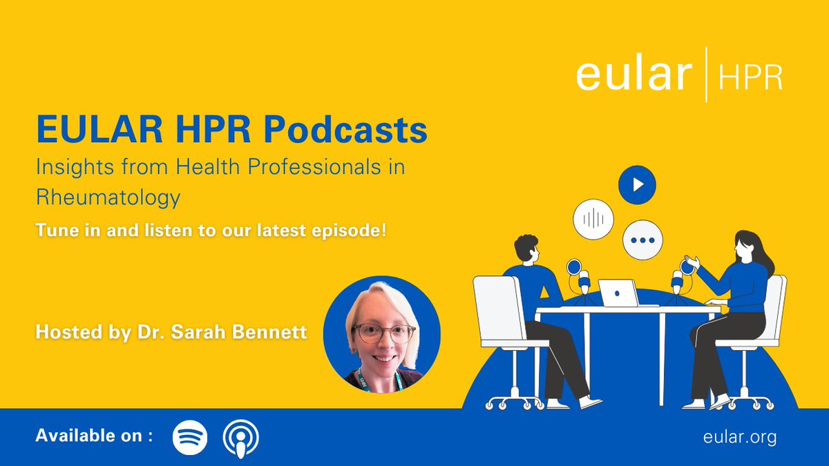 🎧Listen to the latest #eularHPR #Podcast! 'Self-management in Inflammatory Arthritis'. 🗣Listen on Spotify:pulse.ly/vxtvxr4g8x 🗣Listen on ITunes:pulse.ly/pm62iozu6s #EULAR #Rheuma @DrSarahBennett @AilsaBosworth1