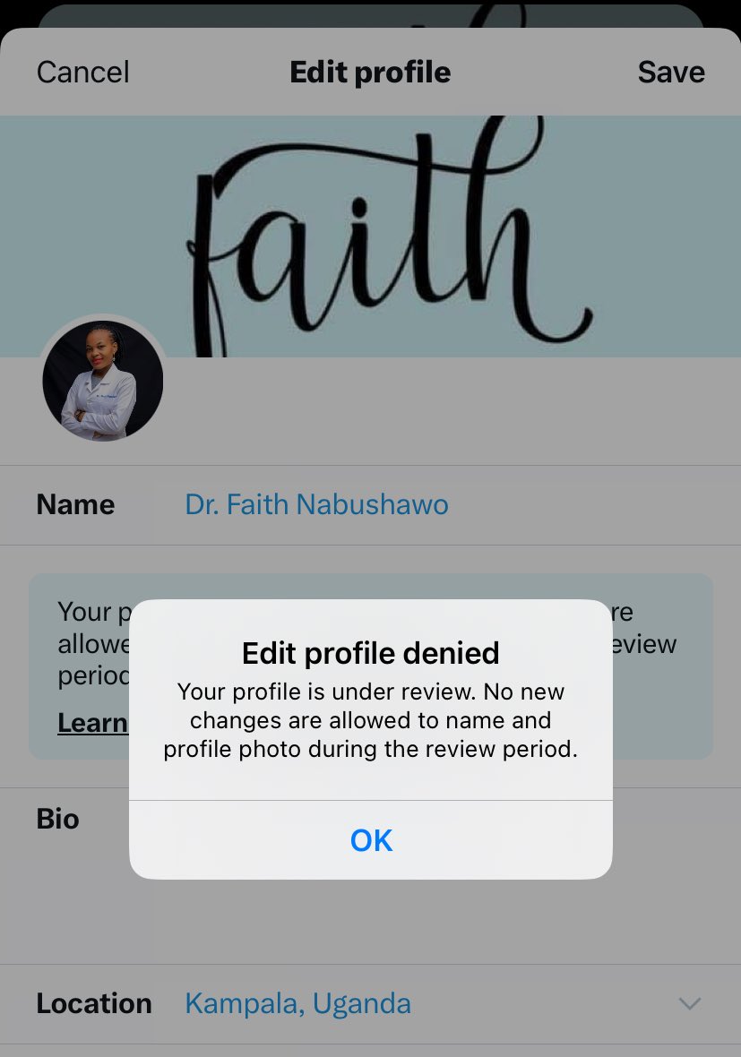 faith_nabushawo's tweet photo. Someone played with my account and changed my display name and picture and now I can’t edit to have it back. Even my blue tick is gone 😥 https://t.co/lIflfQsTwV