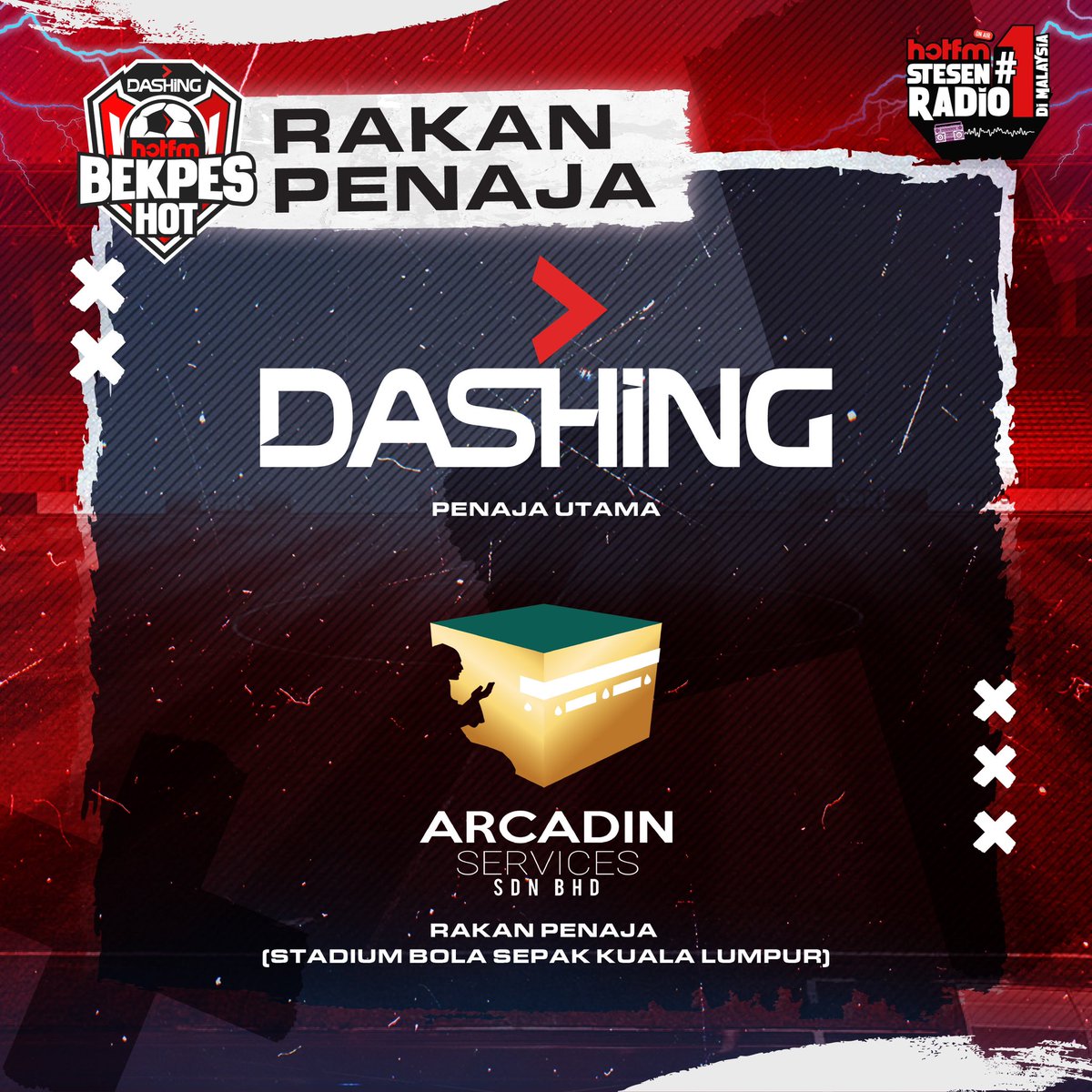 hotfm976's tweet photo. Terima kasih buat rakan penaja kita DASHING dan Arcadin Services Sdn Bhd Rakan Penaja (Stadium Bola Sepak Kuala Lumpur) ⚽️🔥

#HotFM  #DASHINGBekpesHot #DASHINGBros #DASHINGBrosWin #LonglastingMasculinePerfume #DASHINGMY #MensPerfume #BekpesHot #alikhsansport #axl https://t.co/bavFu33til
