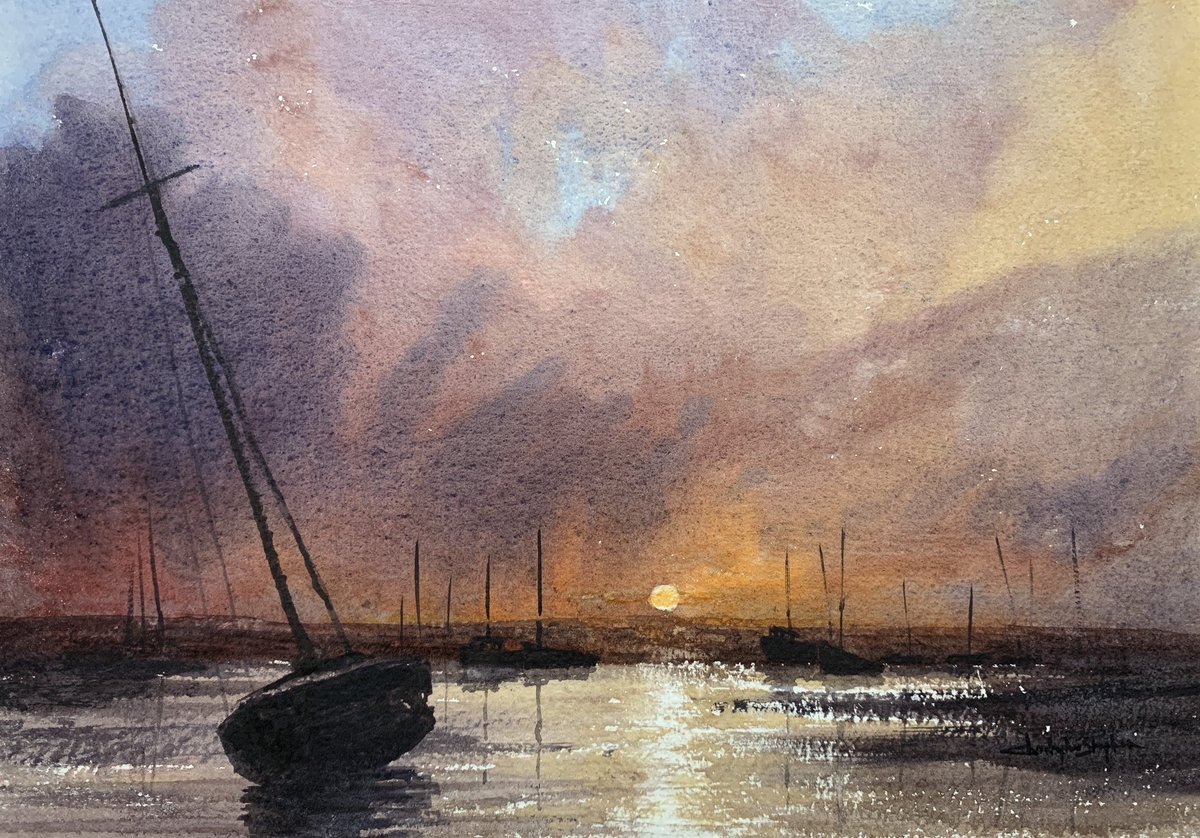 ChrisStephenArt's tweet photo. Last Light at Brancaster Staithe
#watercolour #art #norfolk #tworivers #tworiverspaper https://t.co/ZqPz8VL2PN
