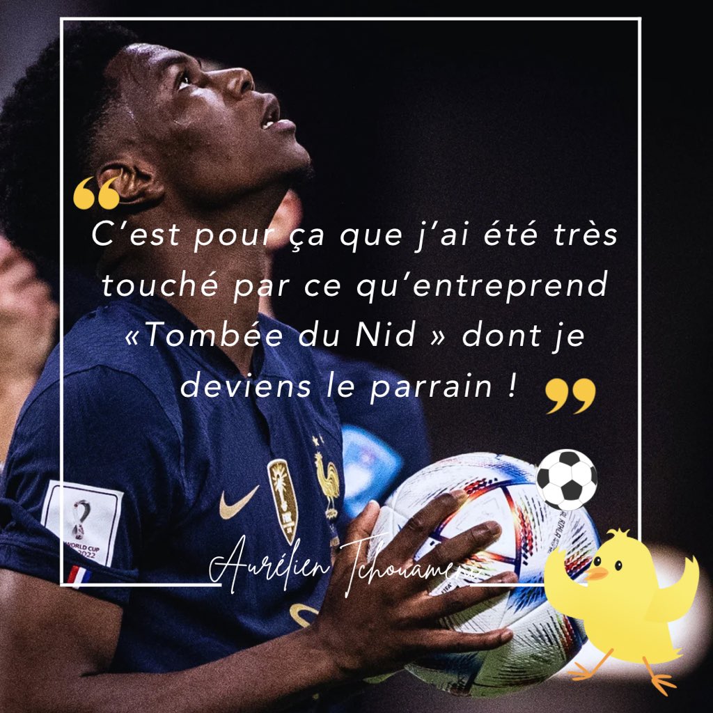 🎄En cette fin d’année nous avons une annonce INCROYABLE 🥁!
Nous sommes extrêmement heureux de vous présenter notre nouveau PARRAIN 🌟Aurélien Tchouameni ⚽️, joueur exceptionnel de l'équipe de France 🇫🇷 . 

❤️ Merci infiniment <a href="/atchouameni/">Tchouameni Aurélien</a> pour ton soutien inestimable ! 🙌