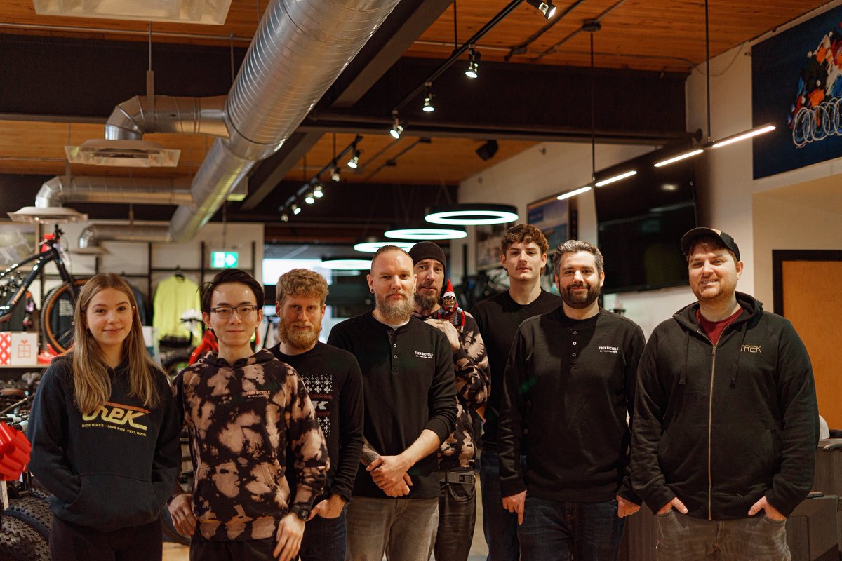 Happy Holidays, Merry Christmas &amp; Joyeux Noël! Thank you for being part of our bike shop! L-RCendryn, Sam, Alex, Ryan, Scott, Josh, Dan&amp; Dalton Missing (but with us in holiday spirit) are Fernando, Marta, Dennis, Quinn, Yakob, Drew, Ethan, Isaiah, Christian, Owen, Drew &amp; Daniella