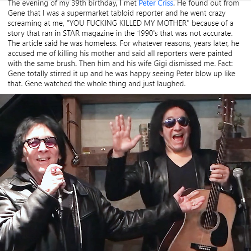 TomDiNardo's tweet photo. Factual story I wrote about meething #KISS #drummer #PeterCriss many years ago! #VictoriaGotti introduced me to Gene and I met Peter, Paul, Tommy, Gigi and #DocMcGhee that same day.

#GeneSimmons #PaulStanley #AceFrehley #STARMagazine #STAR #Homeless #Imposter #SupermarketTabloid https://t.co/i7SOJIV0n0