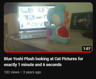 YoshiExploshi's tweet photo. The sequel to "Blue Yoshi Plush looking at Cat Pictures for exactly 1 minute and 6 seconds" is now in development. https://t.co/3GmmrNMJ7c