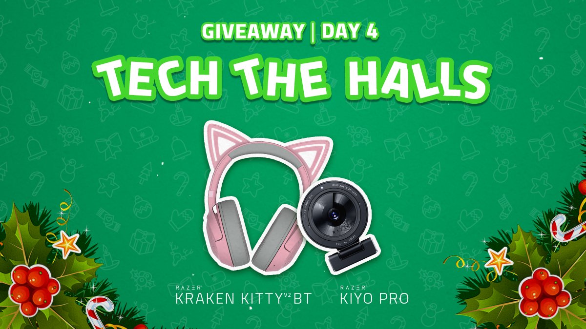 Razer's tweet photo. 🎄Tech the Halls Giveaway – Day 4🎄

What’s next on our list of holiday loot? The purr-fect combo to make your content creation pop. Get your paws on a chance to win a Razer Kraken Kitty V2 BT or a Razer Kiyo Pro when you:

✨ Follow @Razer
✨ Like & repost
✨ Tell us what inspires you as a content creator

Giveaway ends 24 Dec, 23:59 PST. GL! T&Cs apply: https://t.co/00DXPd627U