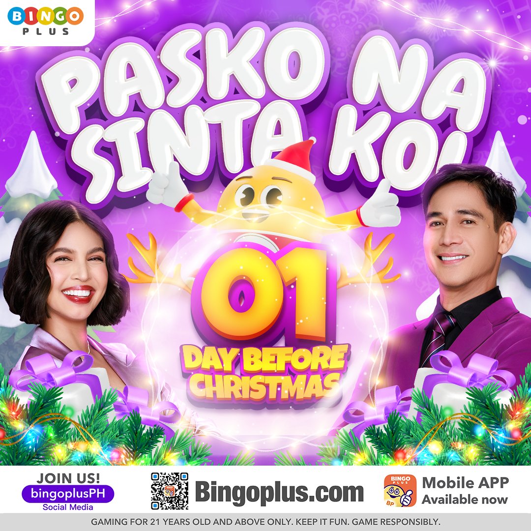 Bingoplusph's tweet photo. Isang araw na lang bago mag-Pasko! Handa ka na ba sa kasiyahan, pagmamahalan at binggohan? 🎄

RT ang countdown ni BingBing at maging isa sa winners ng 100 FREE credits!

#BingoPlus #MasMerryAngChristmasWithBingoPlus #NinongBingBing #BingoSaSayaPlusSaPanalo #BPXgiveaways https://t.co/nKqXaWP4Tu