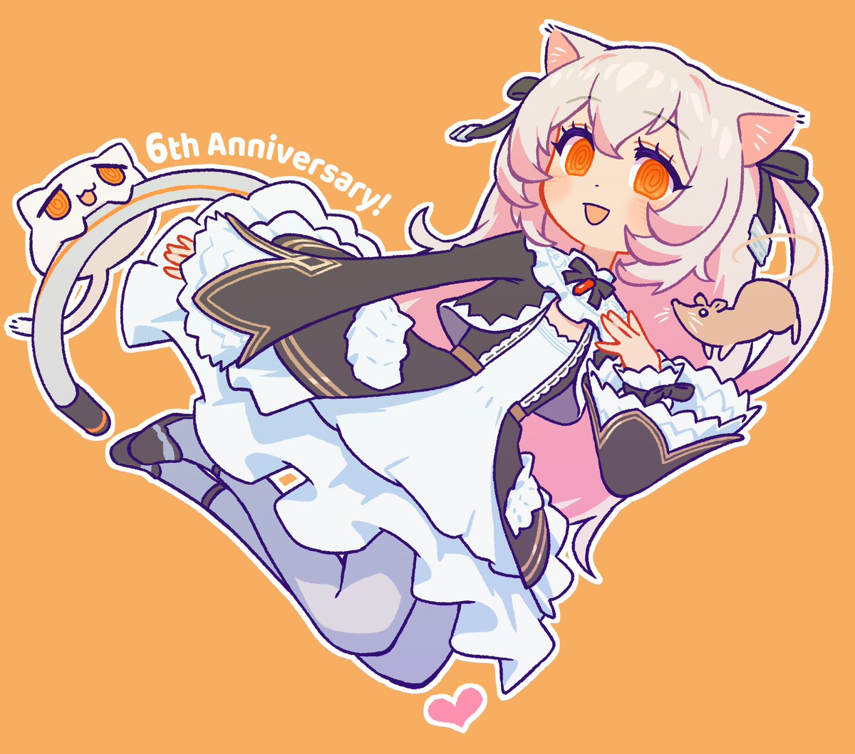 「おめでとうだよー  #のらきゃっと6thAnniversary」|まがりのイラスト