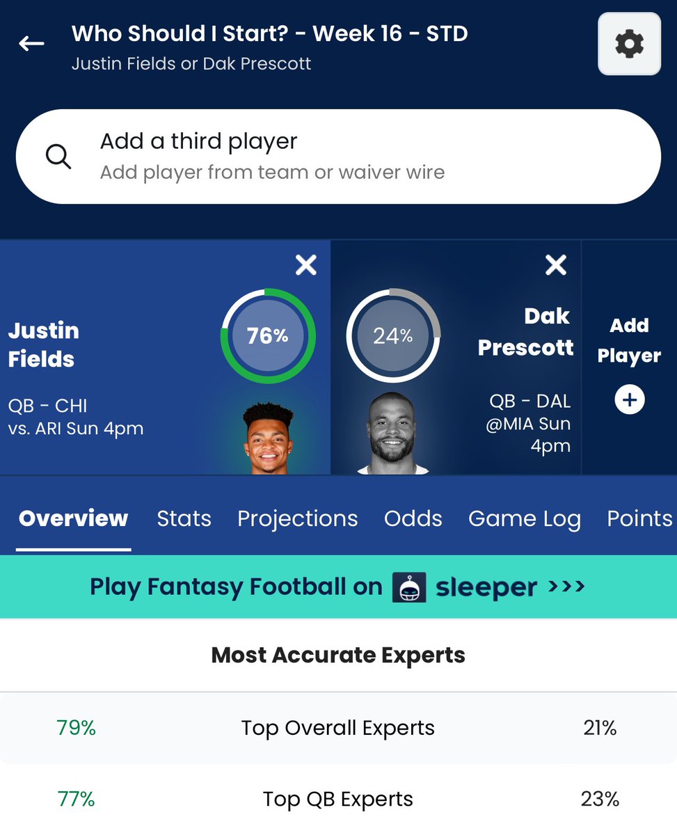 MrTwistedTea's tweet photo. @AdamKoffler Yeah, it’s tough. Fields has such a juicy matchup. I had Dak in until I checked the overall consensus on FantasyPros https://t.co/5pxCV5y8dD
