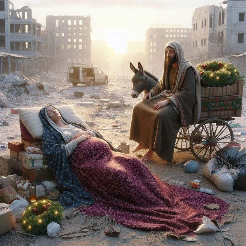 serebellardinel's tweet photo. #Gaza Palestina! Nell'indifferenza totale dei grandi del mondo questo il PRESEPE del #Natale2023!!!! By #Bansky! https://t.co/2DOCzEQKO3